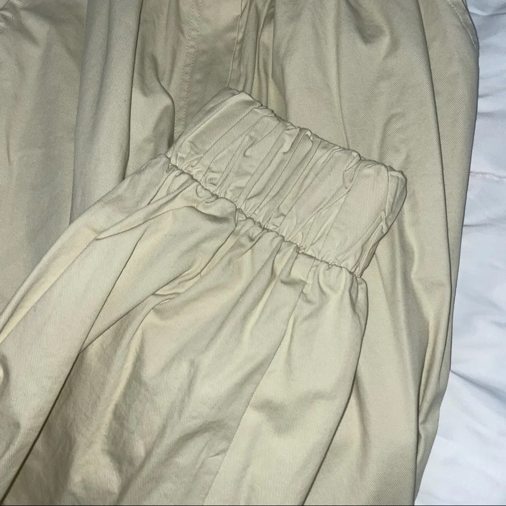 NWT BP Ivory Dove Paper Bag Belted Elastic Waist Pants - Picture 3 of 12